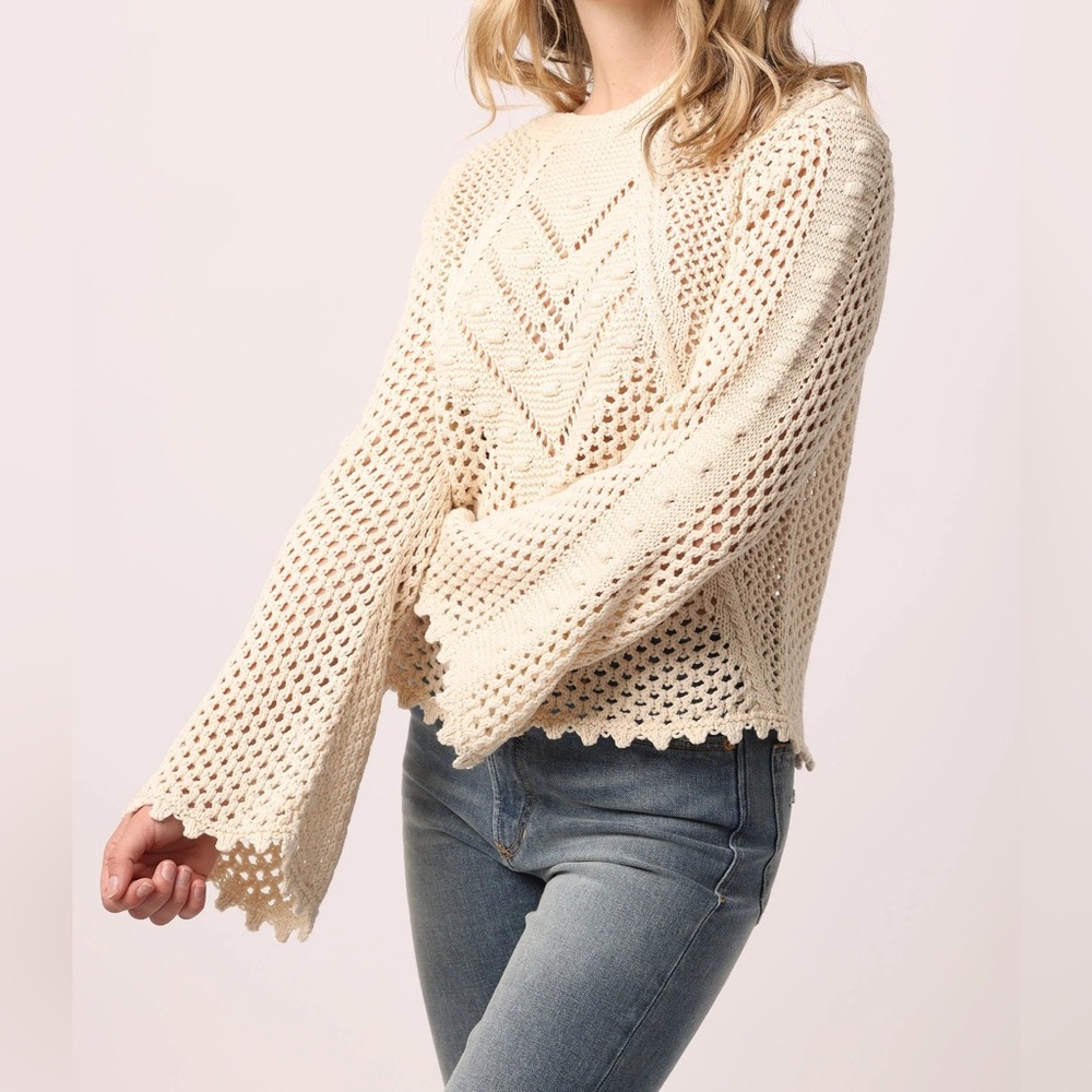 Another Love Cream crochet sweater size S